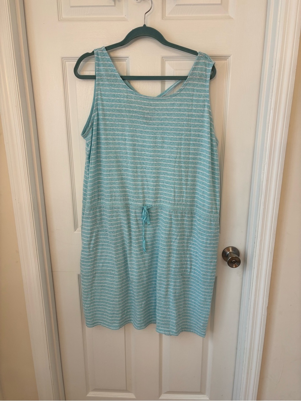 Talbots Light Aqua Striped Tank Dress